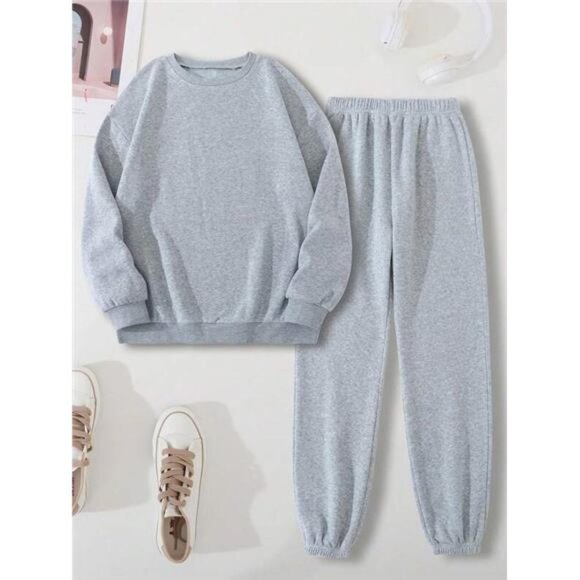 Solid Thermal Lined Sweatshirt & Sweatpants